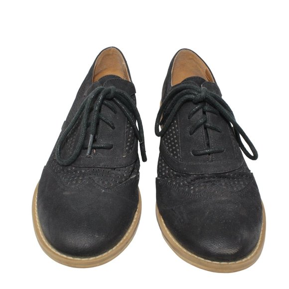 Melrose And Market Womens Size 7M Black Classic Perforated Oxfords Shoes - Picture 3 of 12